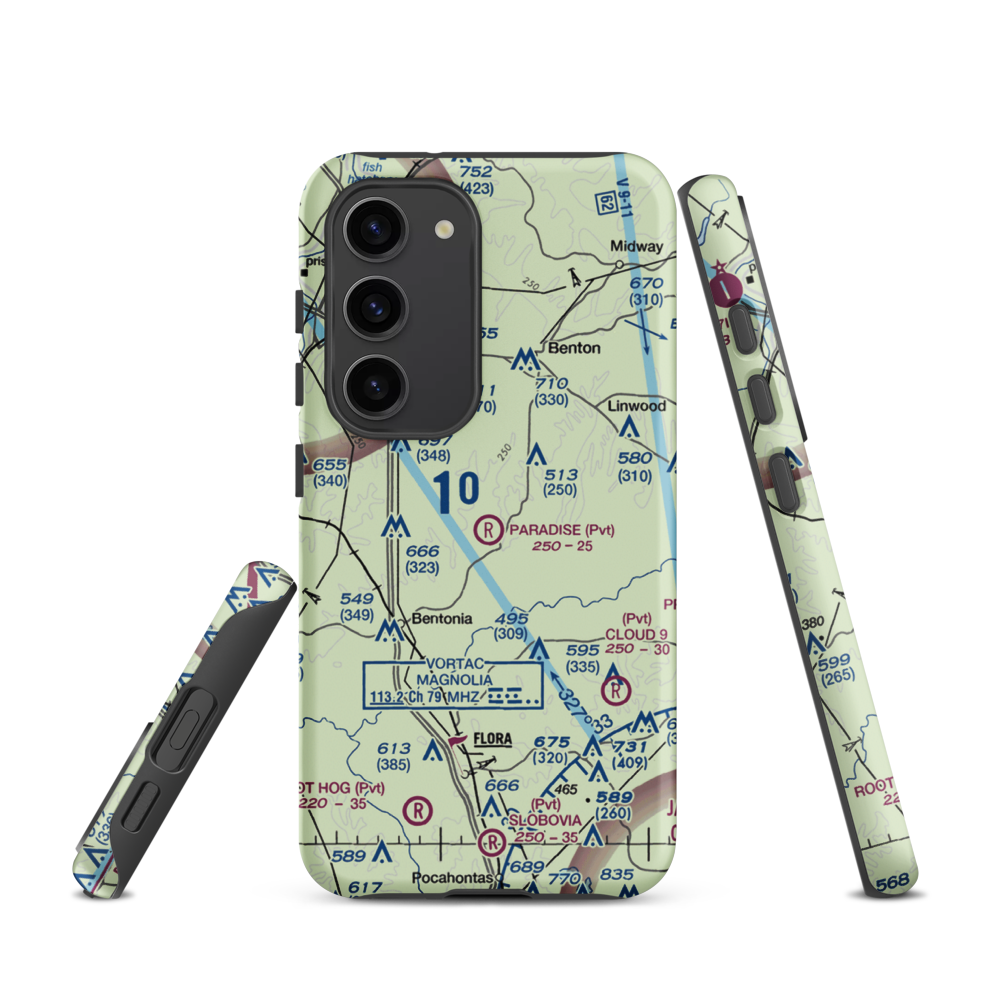 Paradise Airport (99MS) VFR Sectional Samsung Phone Case Samsung Galaxy S23 model shown