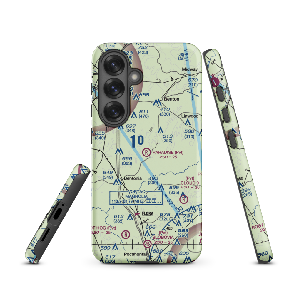 Paradise Airport (99MS) VFR Sectional Samsung Phone Case Samsung Galaxy S25 model shown