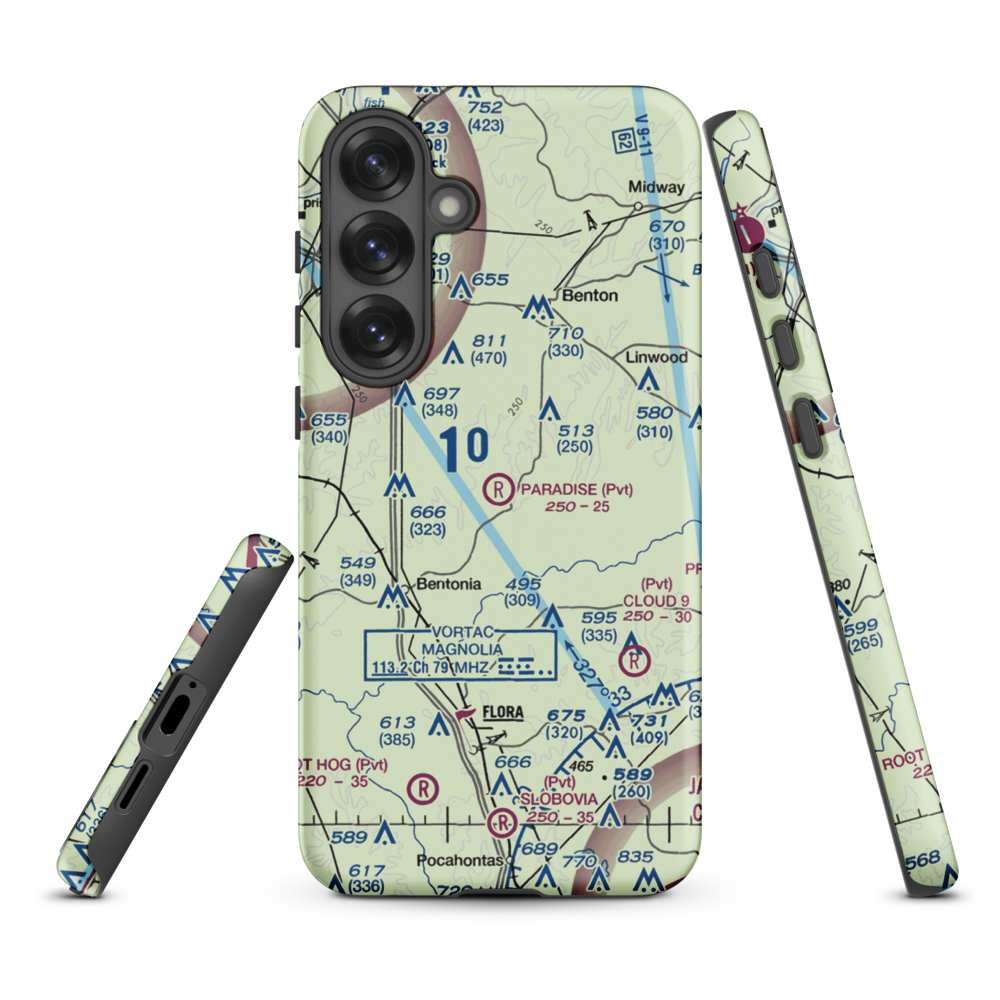 Paradise Airport (99MS) VFR Sectional Samsung Phone Case Samsung Galaxy S25 Plus model shown