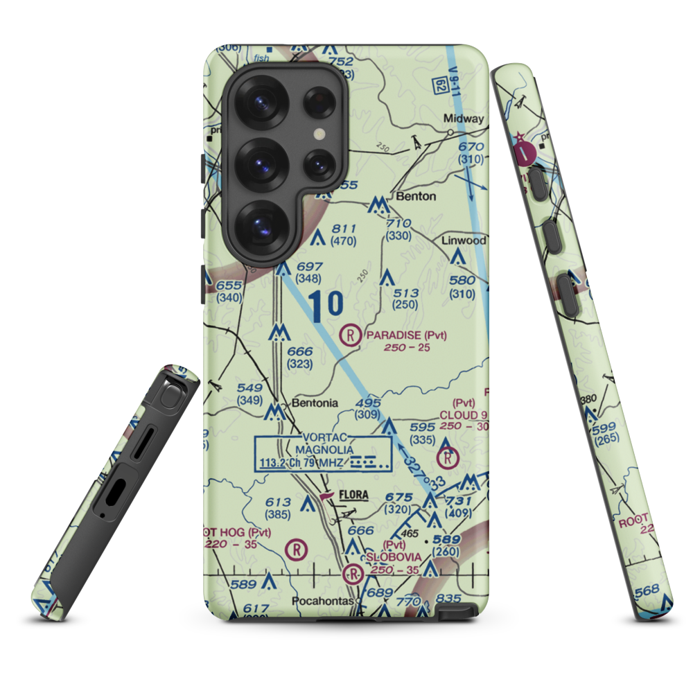 Paradise Airport (99MS) VFR Sectional Samsung Phone Case Samsung Galaxy S25 Ultra model shown