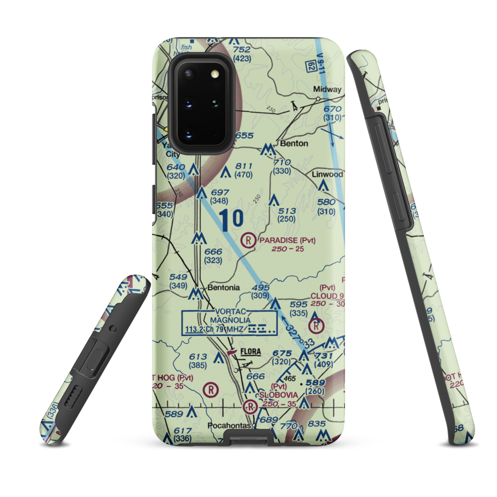 Paradise Airport (99MS) VFR Sectional Samsung Phone Case Samsung Galaxy S20 Plus model shown