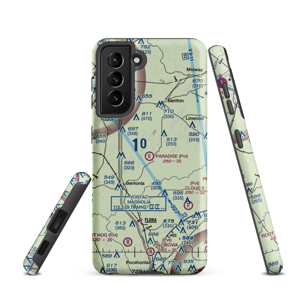 Paradise Airport (99MS) VFR Sectional Samsung Phone Case Samsung Galaxy S21 model shown