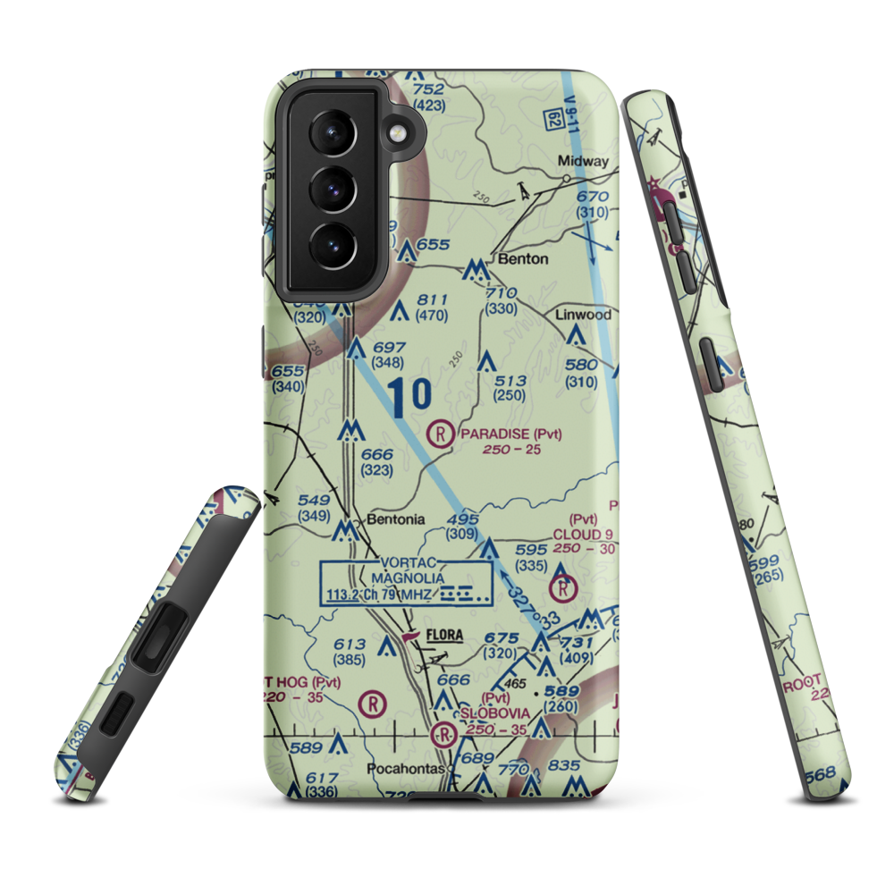 Paradise Airport (99MS) VFR Sectional Samsung Phone Case Samsung Galaxy S21 Plus model shown