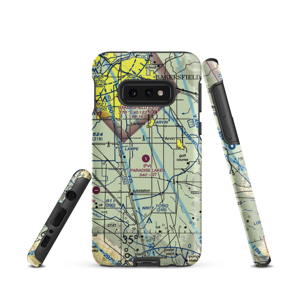 Paradise Lakes Airport (7CA2) VFR Sectional Samsung Phone Case Samsung Galaxy S10e model shown