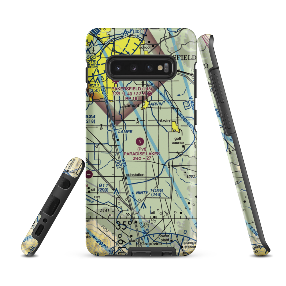 Paradise Lakes Airport (7CA2) VFR Sectional Samsung Phone Case Samsung Galaxy S10 Plus model shown