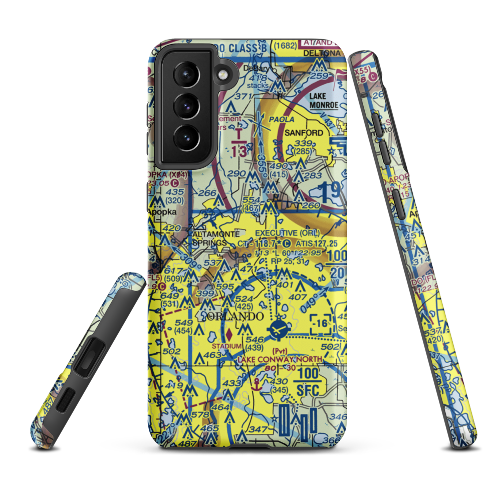 Paradise Landing Seaplane Base (0FA9) VFR Sectional Samsung Phone Case Samsung Galaxy S21 FE model shown