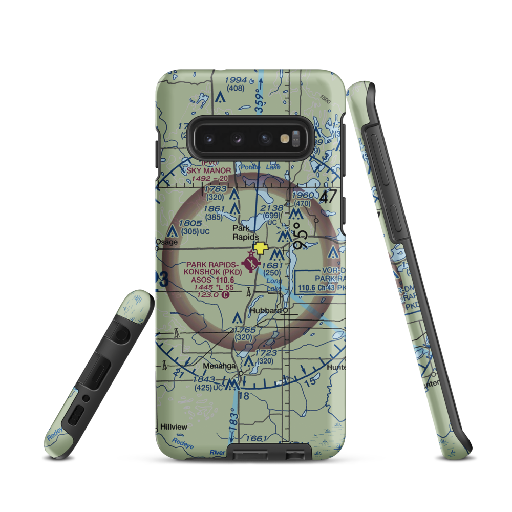 Park Rapids Municipal Konshok Field (PKD) VFR Sectional Samsung Phone Case Samsung Galaxy S10 model shown
