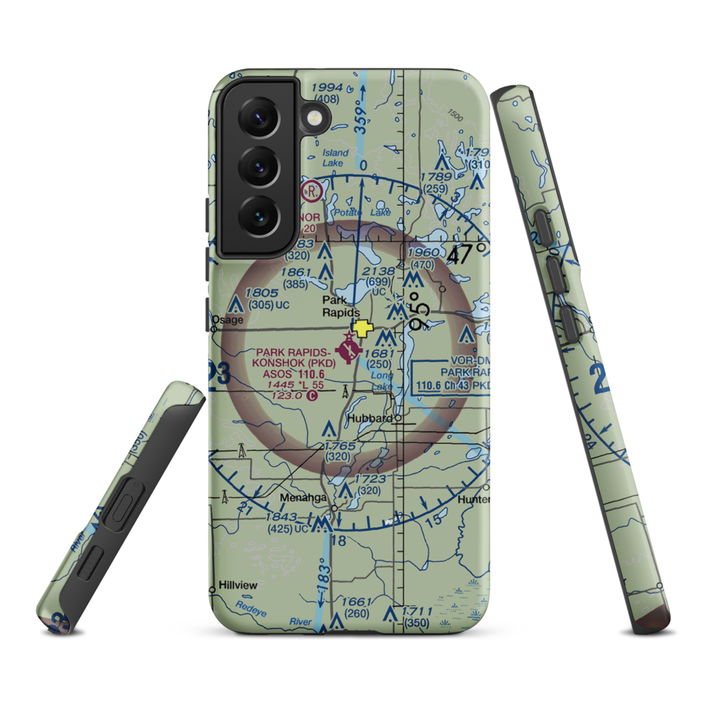 Park Rapids Municipal Konshok Field (PKD) VFR Sectional Samsung Phone Case Samsung Galaxy S22 Plus model shown