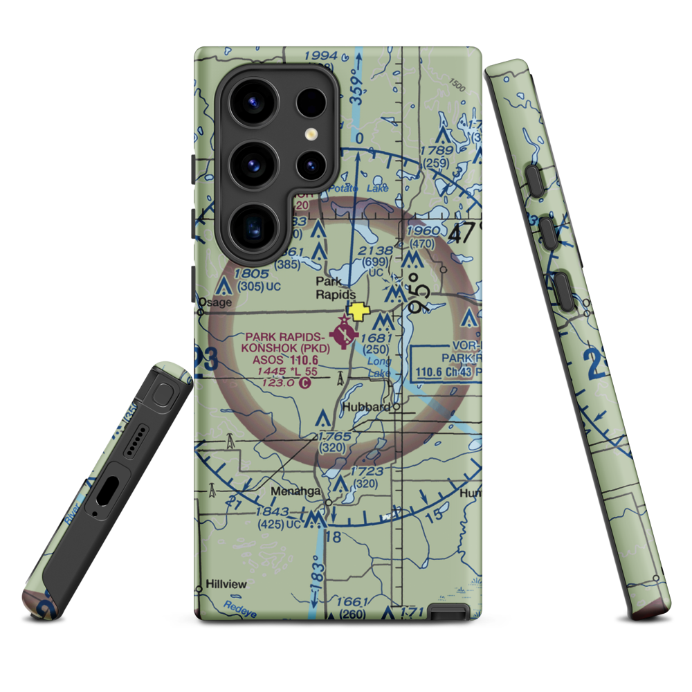 Park Rapids Municipal Konshok Field (PKD) VFR Sectional Samsung Phone Case Samsung Galaxy S24 Ultra model shown
