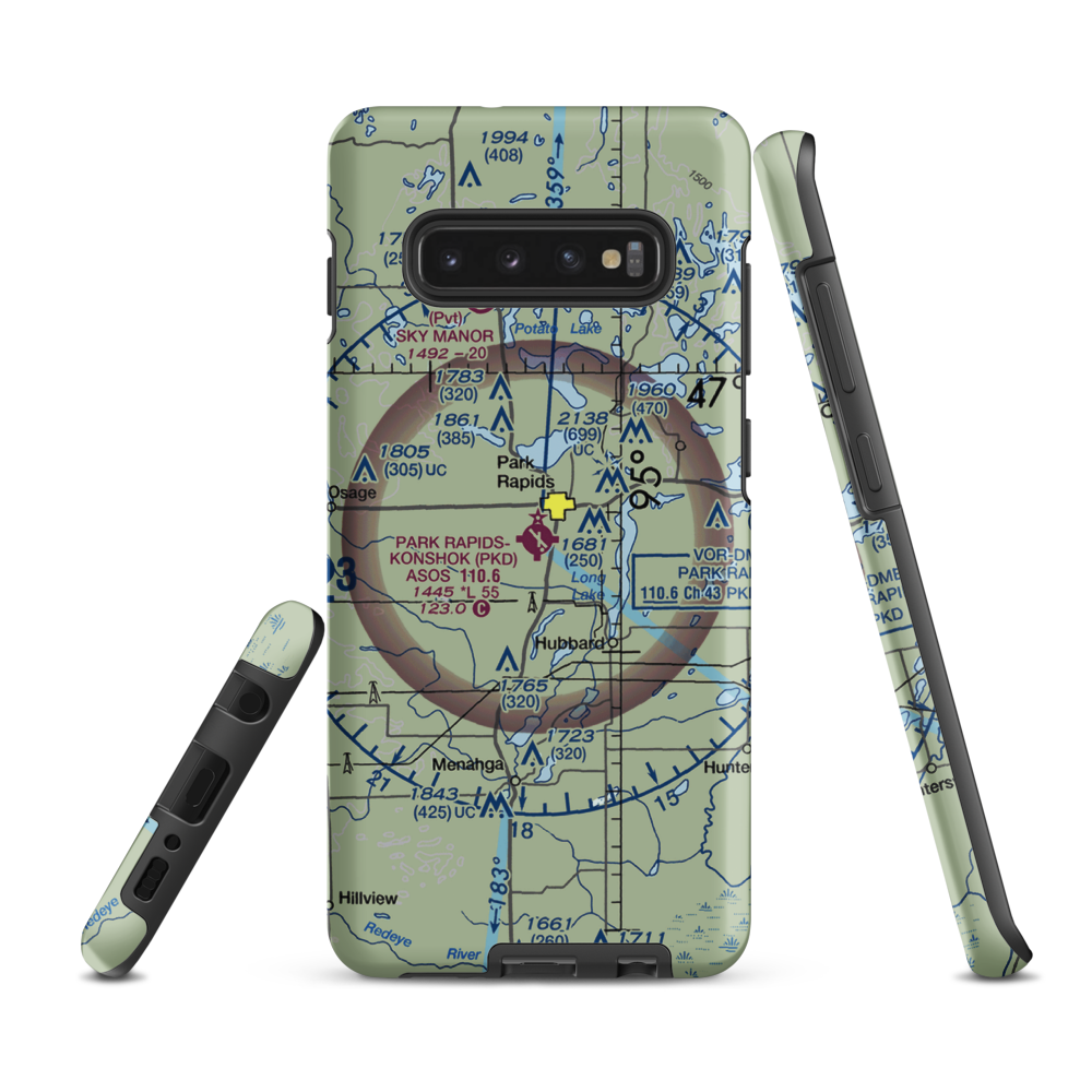 Park Rapids Municipal Konshok Field (PKD) VFR Sectional Samsung Phone Case Samsung Galaxy S10 Plus model shown