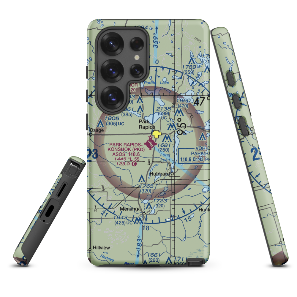 Park Rapids Municipal Konshok Field (PKD) VFR Sectional Samsung Phone Case Samsung Galaxy S25 Ultra model shown