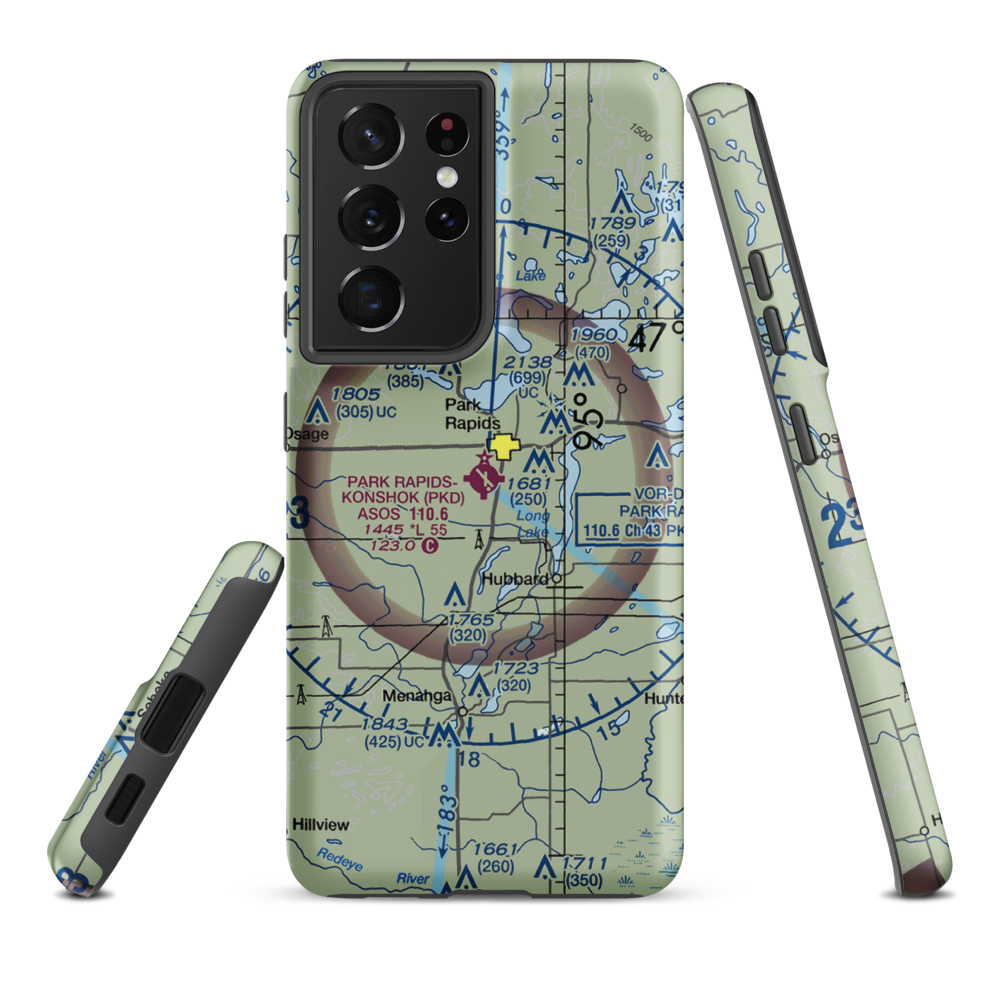 Park Rapids Municipal Konshok Field (PKD) VFR Sectional Samsung Phone Case Samsung Galaxy S21 Ultra model shown