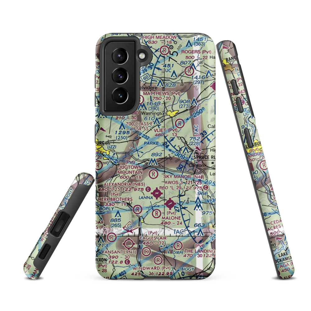 Parker Airport (70NJ) VFR Sectional Samsung Phone Case Samsung Galaxy S21 FE model shown