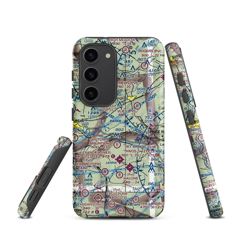 Parker Airport (70NJ) VFR Sectional Samsung Phone Case Samsung Galaxy S23 model shown