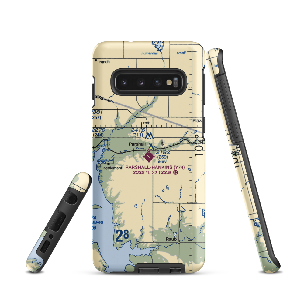 Parshall Hankins Airport (Y74) VFR Sectional Samsung Phone Case Samsung Galaxy S10 model shown
