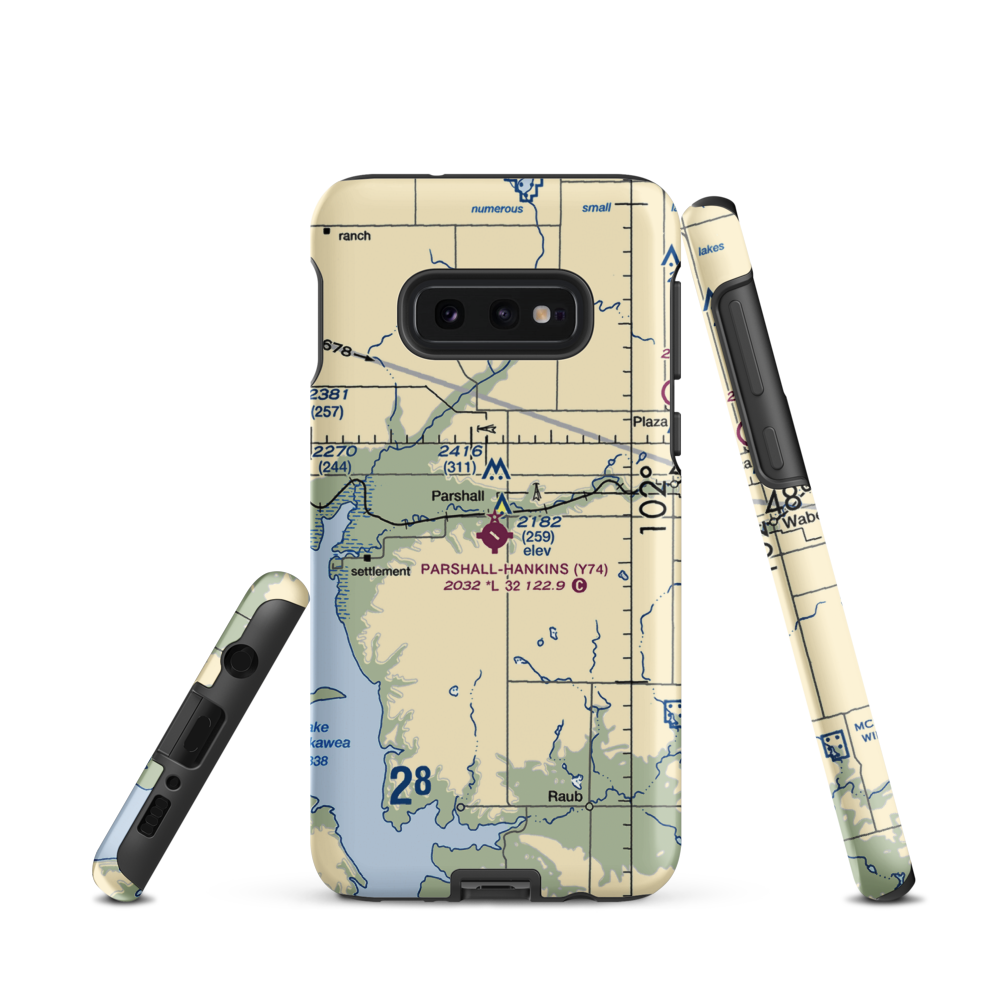 Parshall Hankins Airport (Y74) VFR Sectional Samsung Phone Case Samsung Galaxy S10 Plus model shown