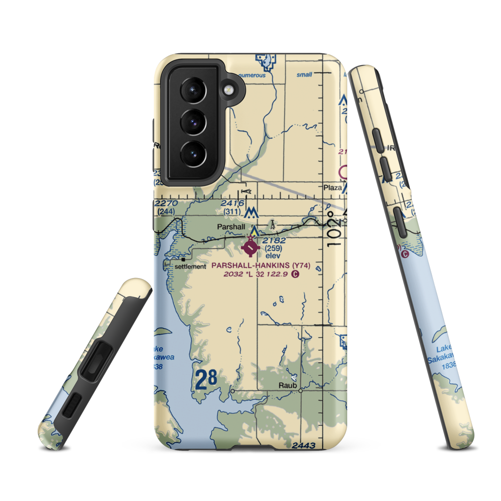 Parshall Hankins Airport (Y74) VFR Sectional Samsung Phone Case Samsung Galaxy S21 FE model shown
