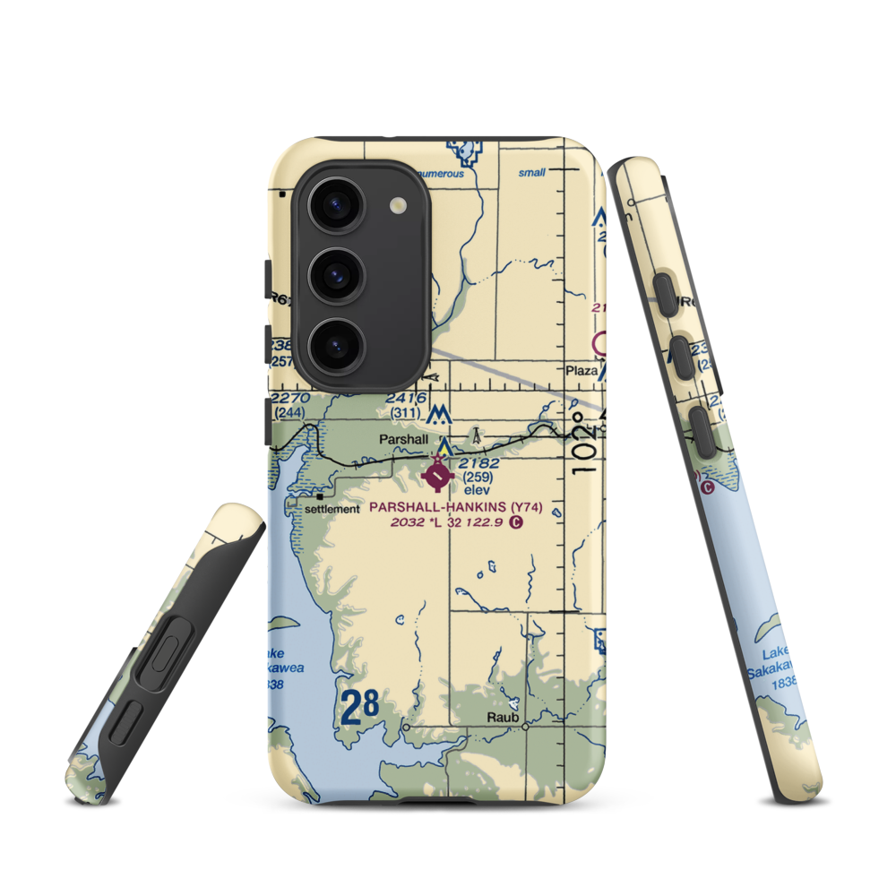 Parshall Hankins Airport (Y74) VFR Sectional Samsung Phone Case Samsung Galaxy S23 model shown