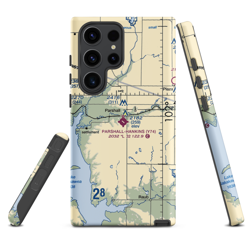 Parshall Hankins Airport (Y74) VFR Sectional Samsung Phone Case Samsung Galaxy S23 Ultra model shown