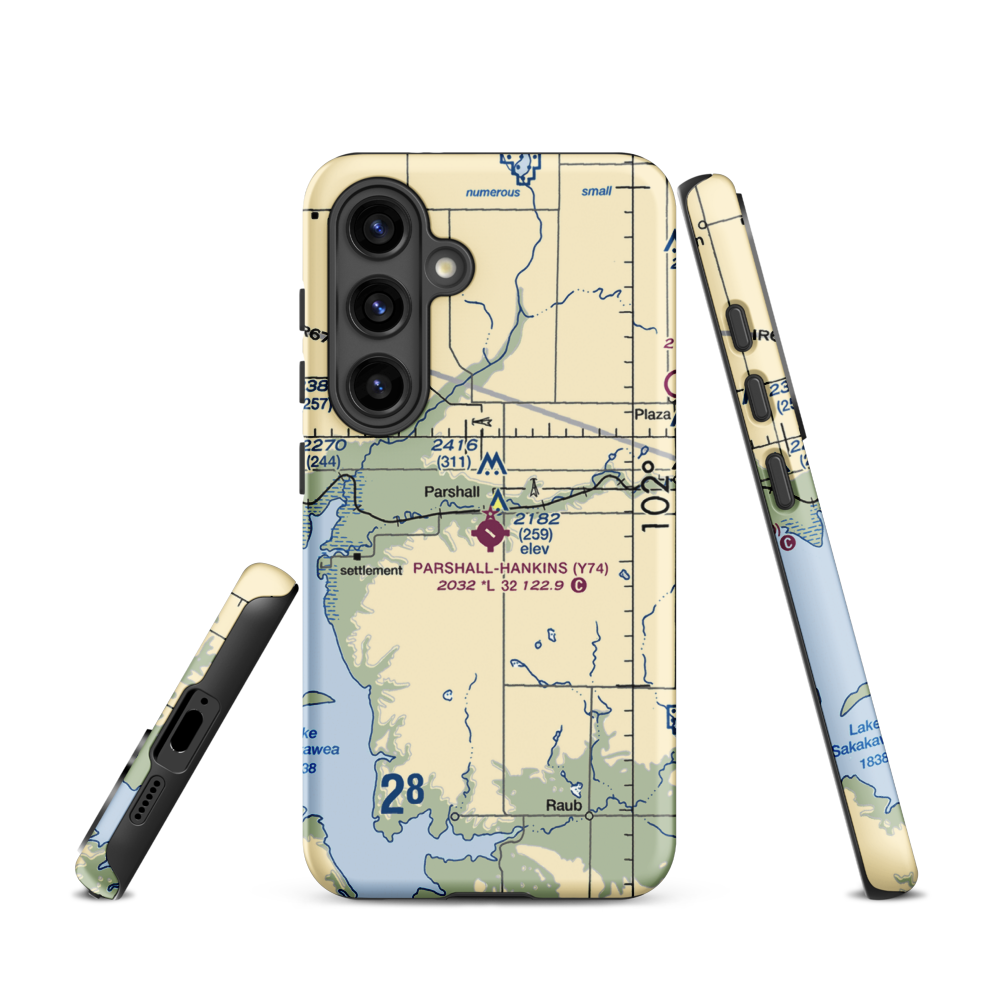 Parshall Hankins Airport (Y74) VFR Sectional Samsung Phone Case Samsung Galaxy S24 model shown