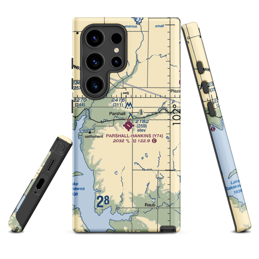 Parshall Hankins Airport (Y74) VFR Sectional Samsung Phone Case Samsung Galaxy S24 Ultra model shown