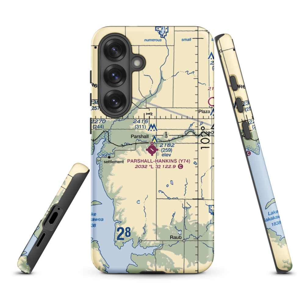 Parshall Hankins Airport (Y74) VFR Sectional Samsung Phone Case Samsung Galaxy S25 Plus model shown