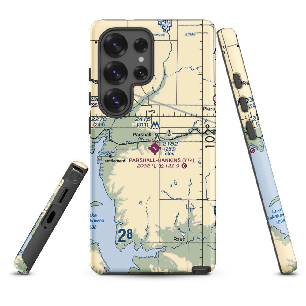 Parshall Hankins Airport (Y74) VFR Sectional Samsung Phone Case Samsung Galaxy S25 Ultra model shown