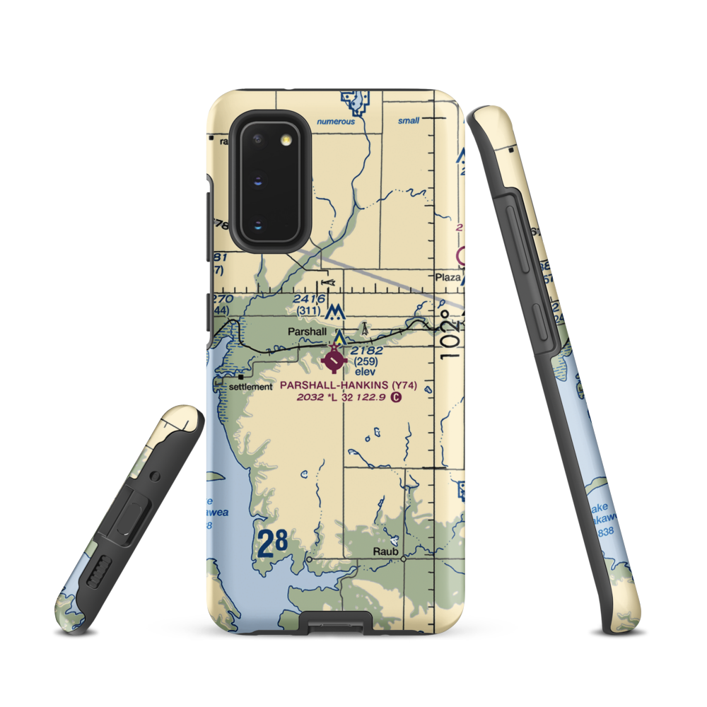 Parshall Hankins Airport (Y74) VFR Sectional Samsung Phone Case Samsung Galaxy S20 model shown