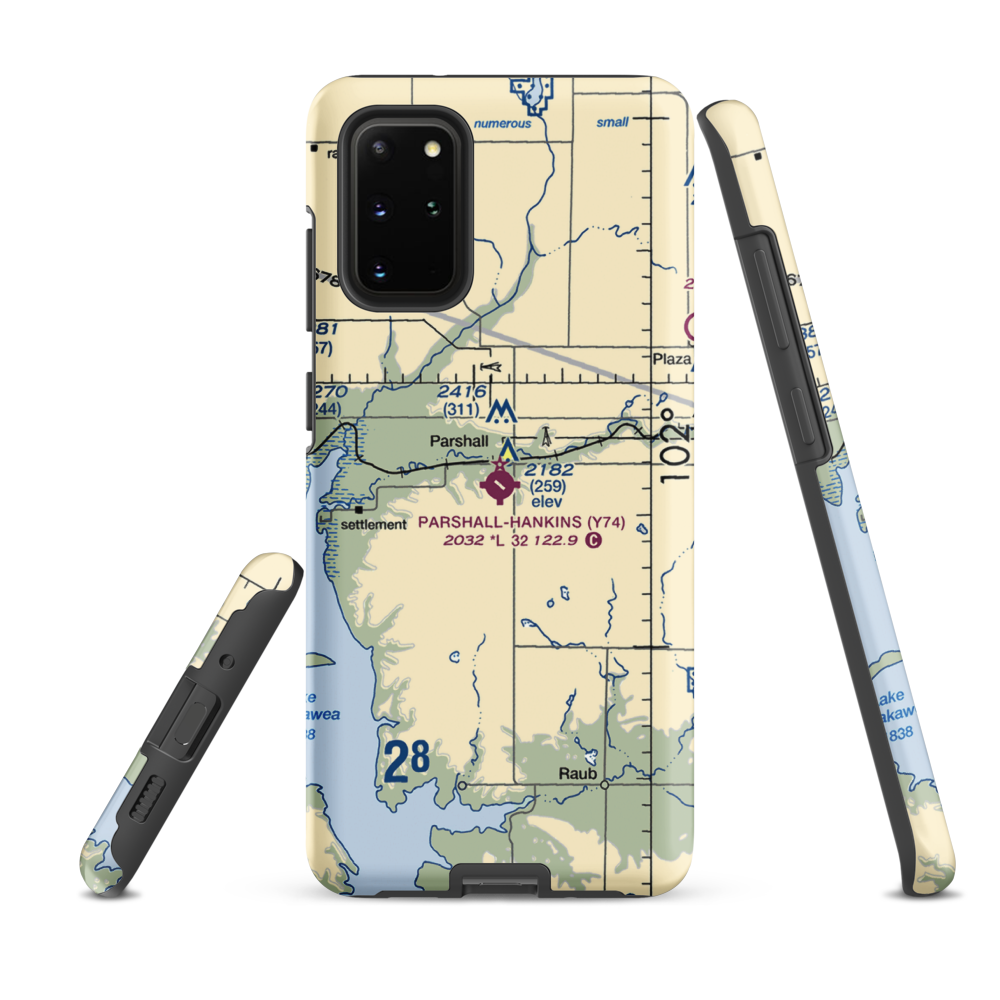 Parshall Hankins Airport (Y74) VFR Sectional Samsung Phone Case Samsung Galaxy S20 Plus model shown
