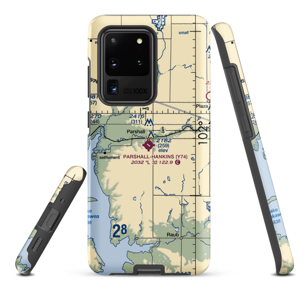Parshall Hankins Airport (Y74) VFR Sectional Samsung Phone Case Samsung Galaxy S20 Ultra model shown