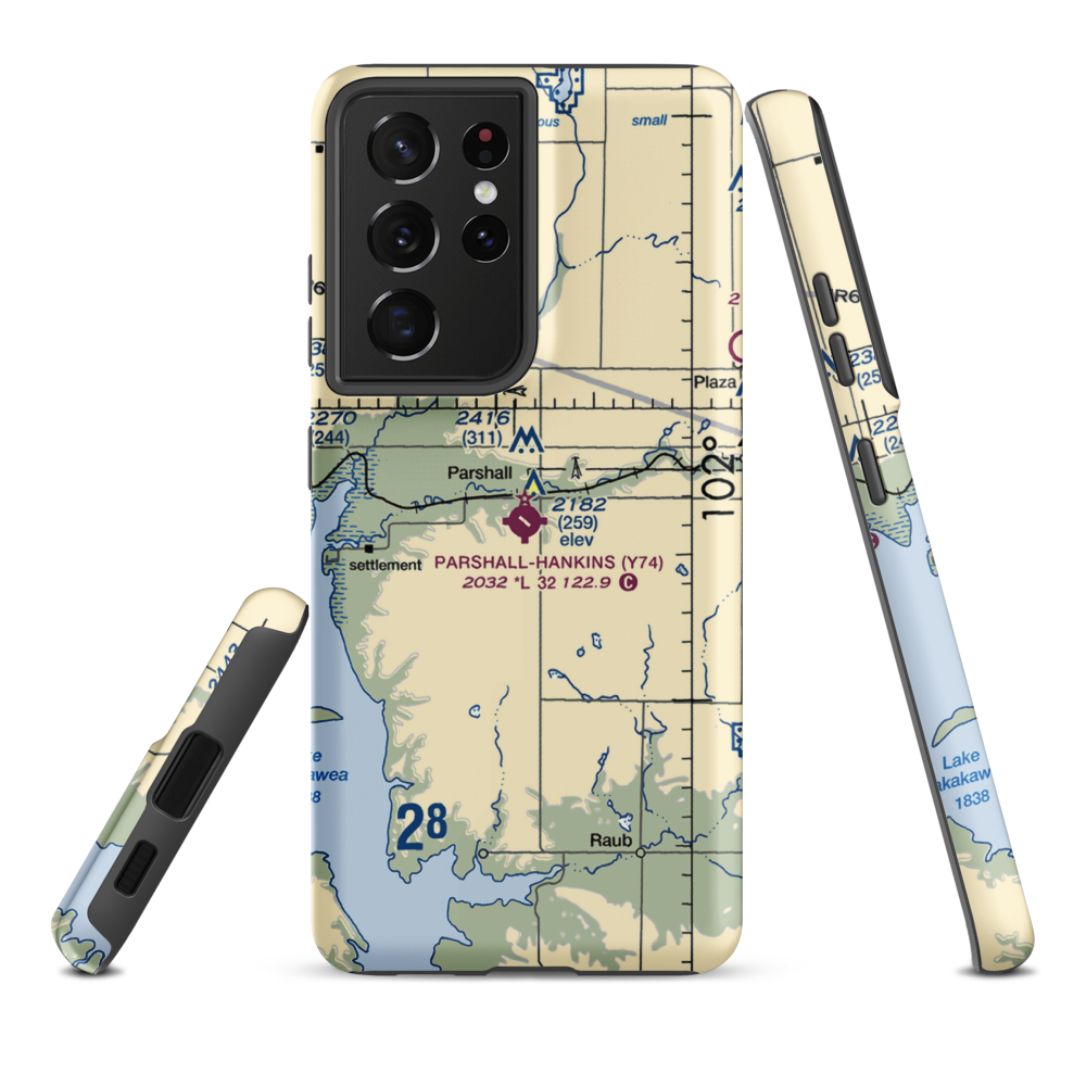 Parshall Hankins Airport (Y74) VFR Sectional Samsung Phone Case Samsung Galaxy S21 Ultra model shown
