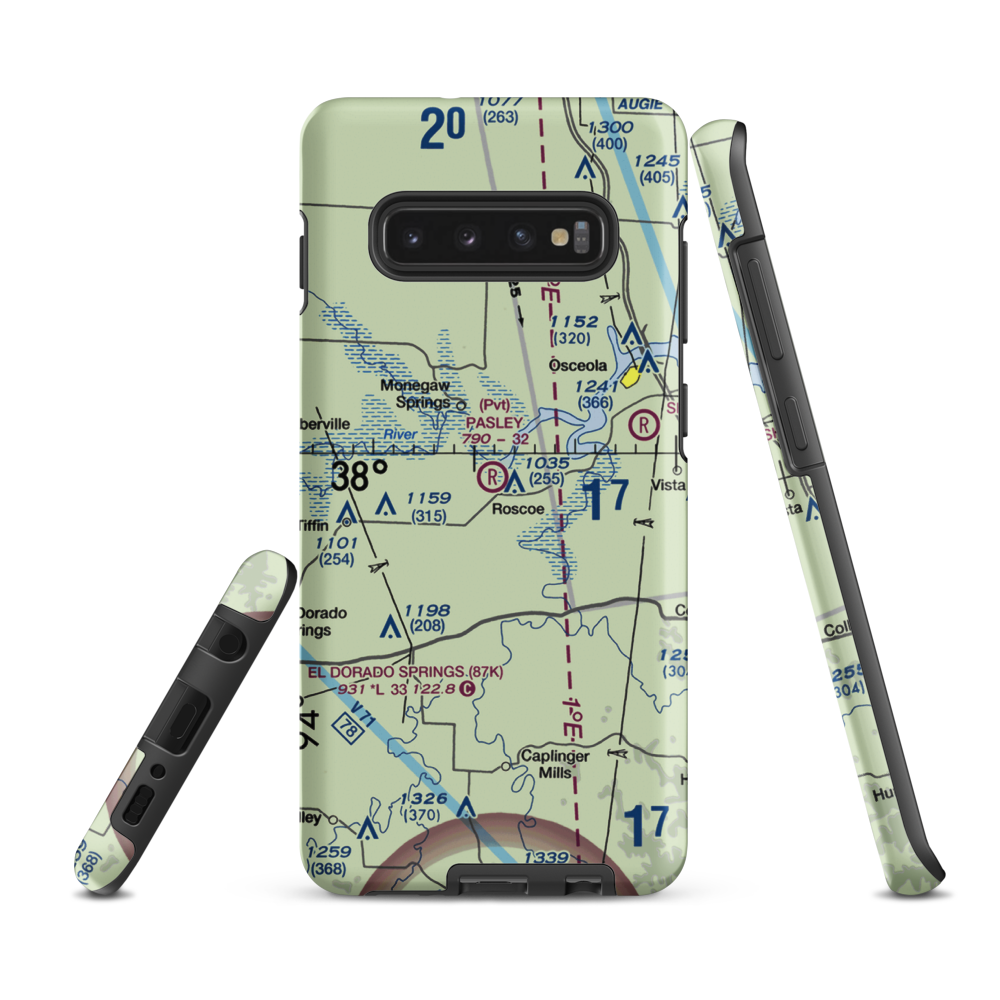Pasley Airport (28MO) VFR Sectional Samsung Phone Case Samsung Galaxy S10e model shown