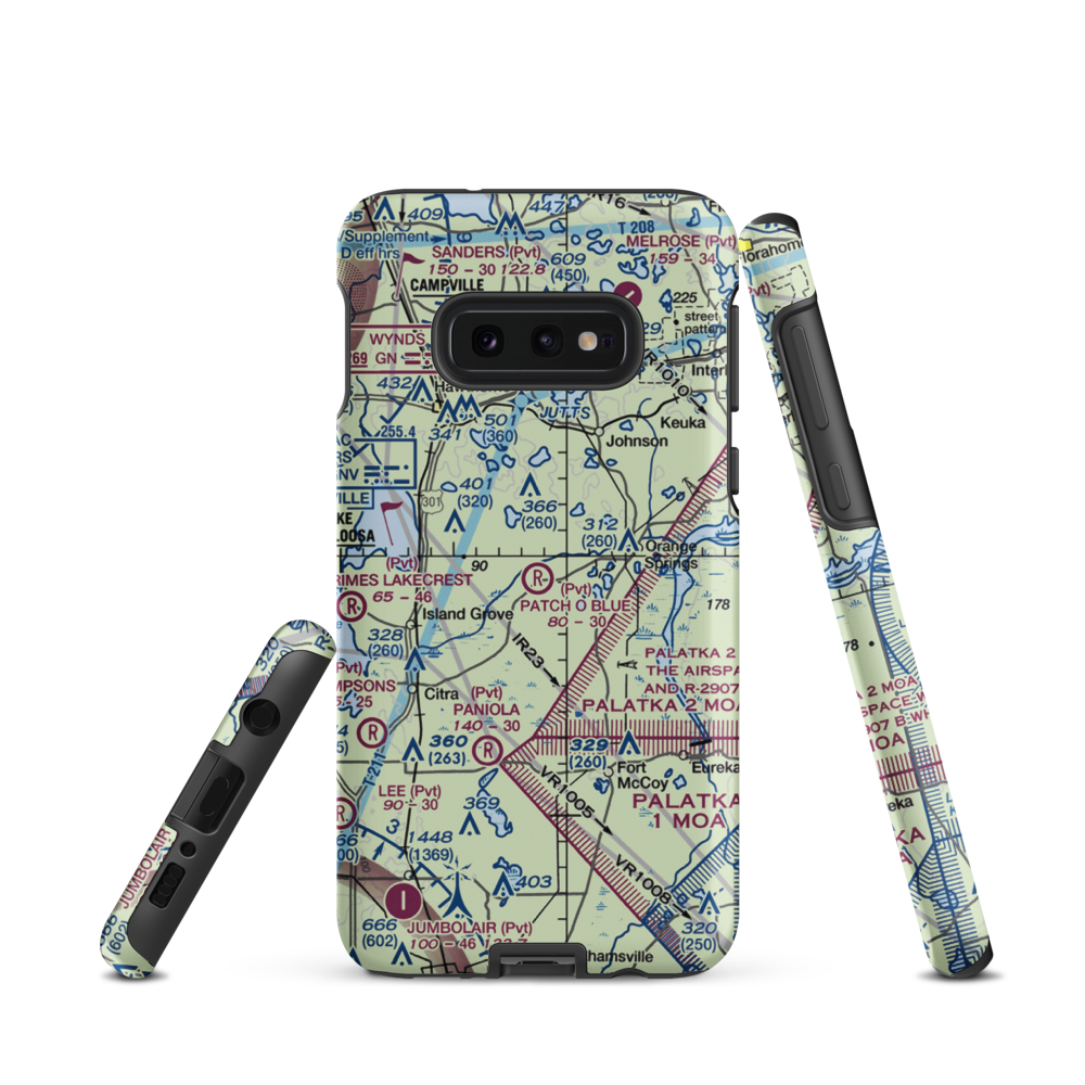 Patch O Blue Airport (FD02) VFR Sectional Samsung Phone Case Samsung Galaxy S10e model shown