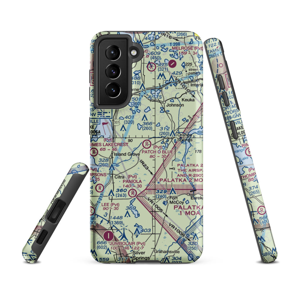 Patch O Blue Airport (FD02) VFR Sectional Samsung Phone Case Samsung Galaxy S21 Ultra model shown