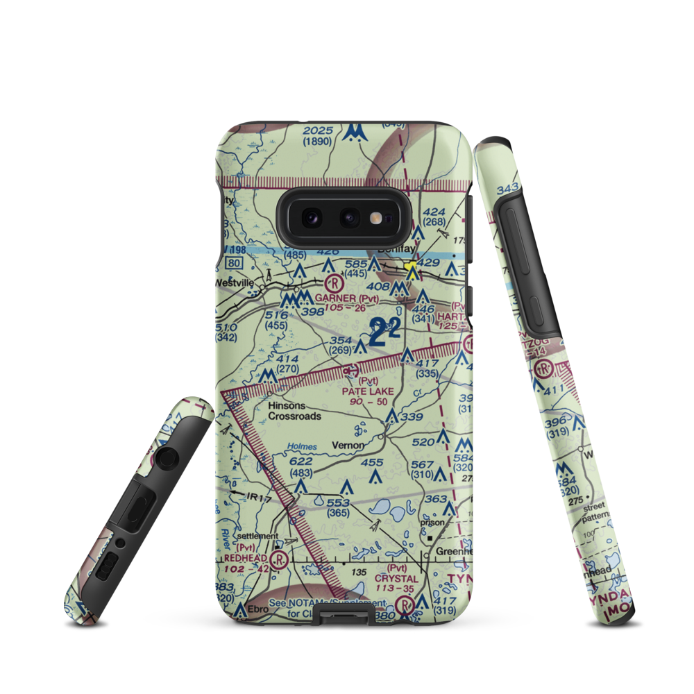 Pate Lake Seaplane Base (FL04) VFR Sectional Samsung Phone Case Samsung Galaxy S10e model shown