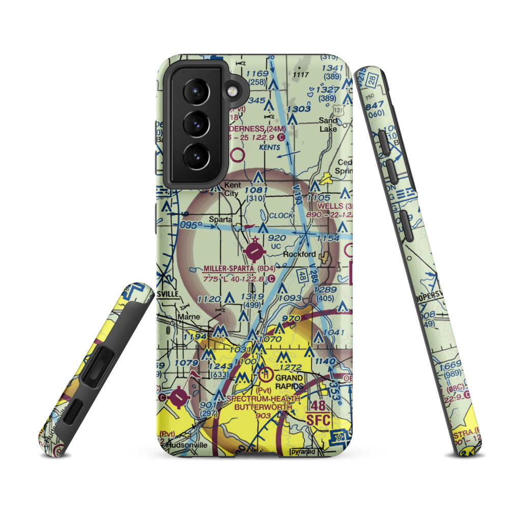 Paul C. Miller-Sparta Airport (8D4) VFR Sectional Samsung Phone Case Samsung Galaxy S21 Ultra model shown