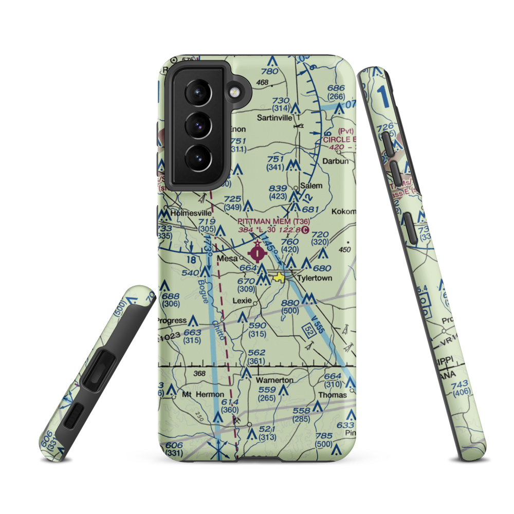 Paul Pittman Memorial Airport (T36) VFR Sectional Samsung Phone Case Samsung Galaxy S21 FE model shown