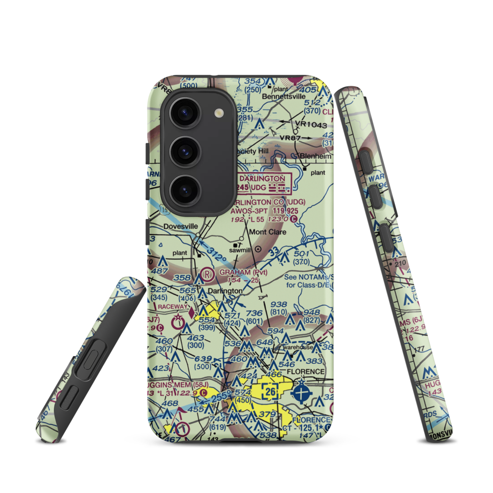 Paul's Plantation Airport (SC93) VFR Sectional Samsung Phone Case Samsung Galaxy S23 model shown