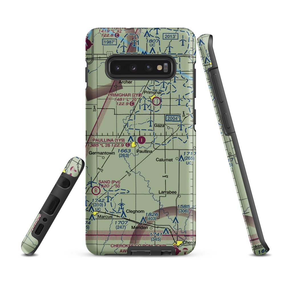 Paullina Municipal Airport (1Y9) VFR Sectional Samsung Phone Case Samsung Galaxy S10 Plus model shown