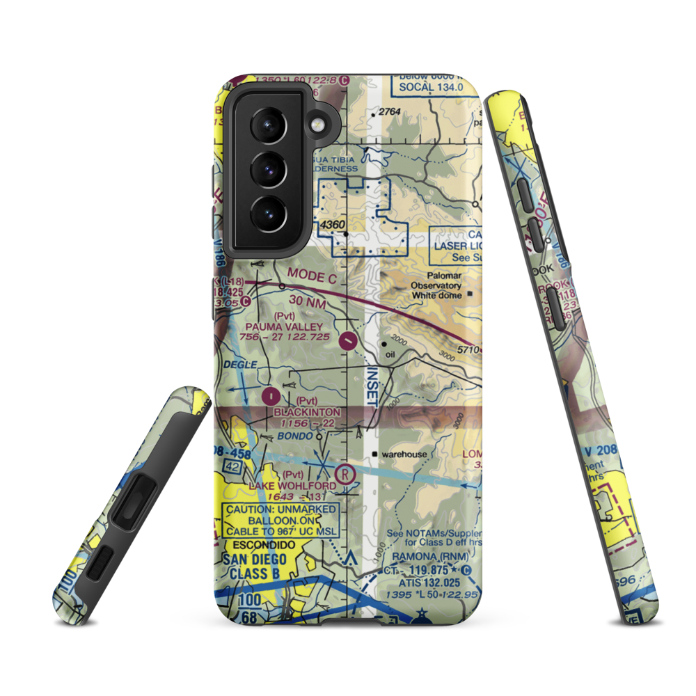 Pauma Valley Air Park (CL33) VFR Sectional Samsung Phone Case Samsung Galaxy S21 FE model shown