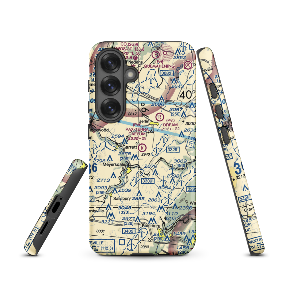 Pax-Terra Caelum Airport (58PA) VFR Sectional Samsung Phone Case Samsung Galaxy S25 model shown