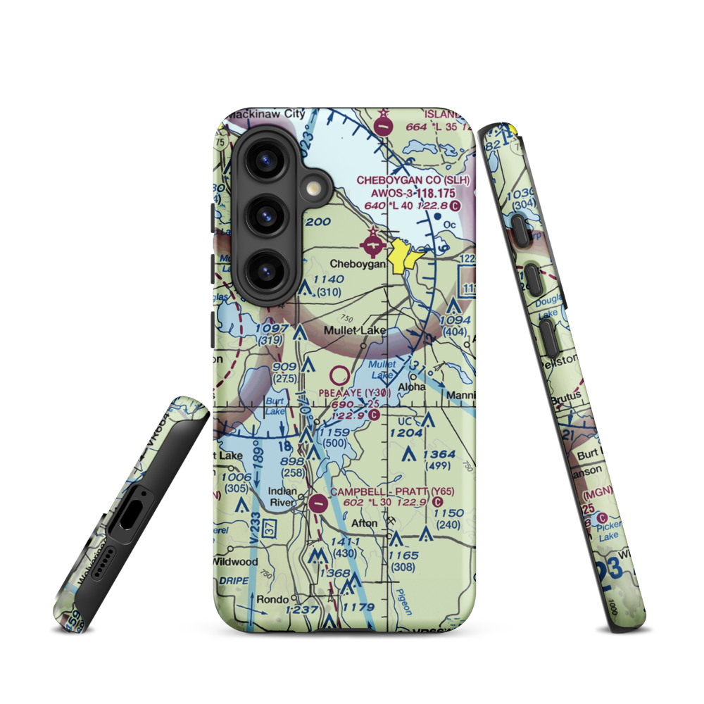 Pbeaaye Airport (Y30) VFR Sectional Samsung Phone Case Samsung Galaxy S24 model shown
