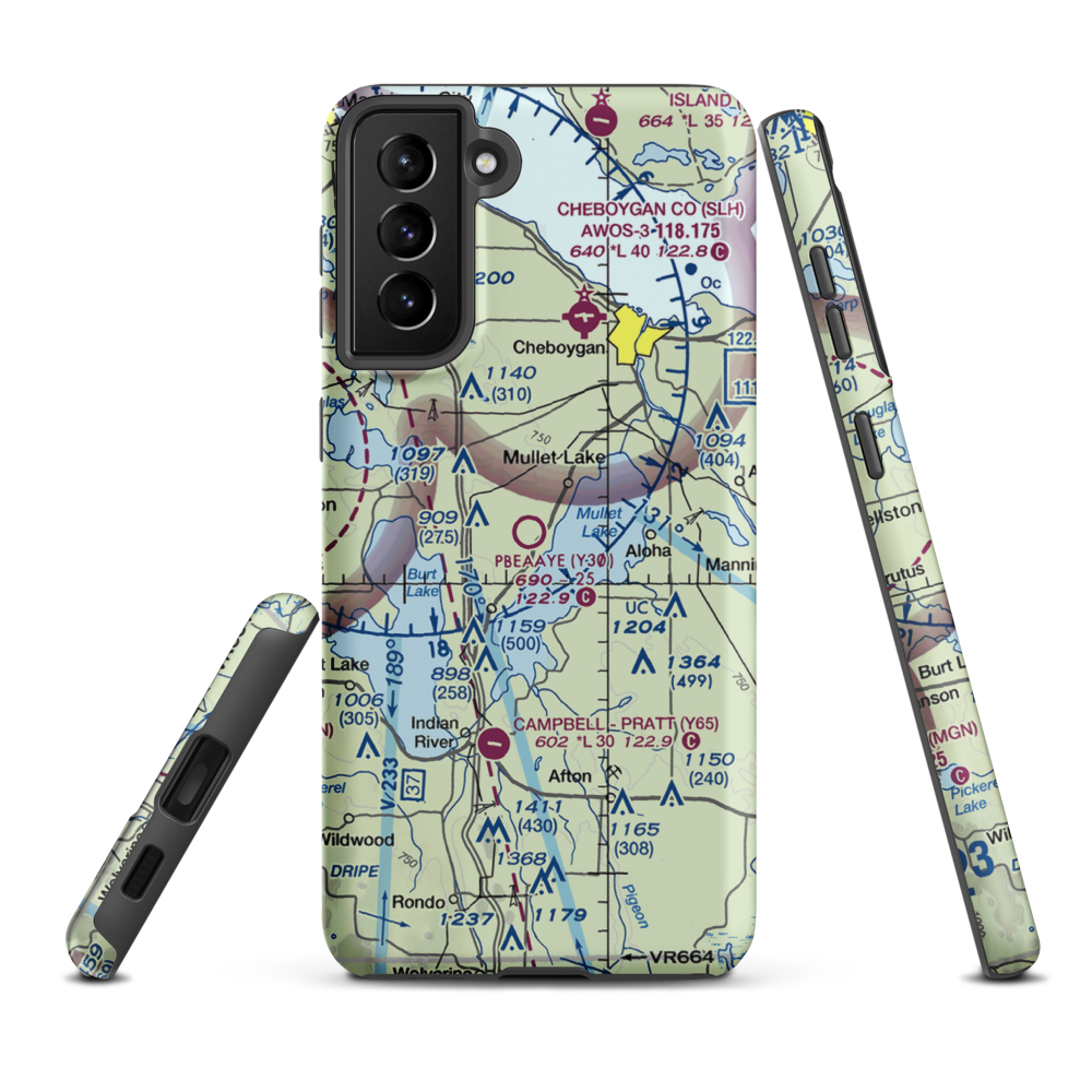 Pbeaaye Airport (Y30) VFR Sectional Samsung Phone Case Samsung Galaxy S21 FE model shown