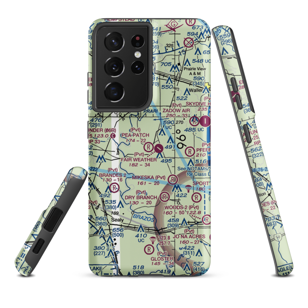 Pea Patch Airport (4TA4) VFR Sectional Samsung Phone Case Samsung Galaxy S21 Plus model shown