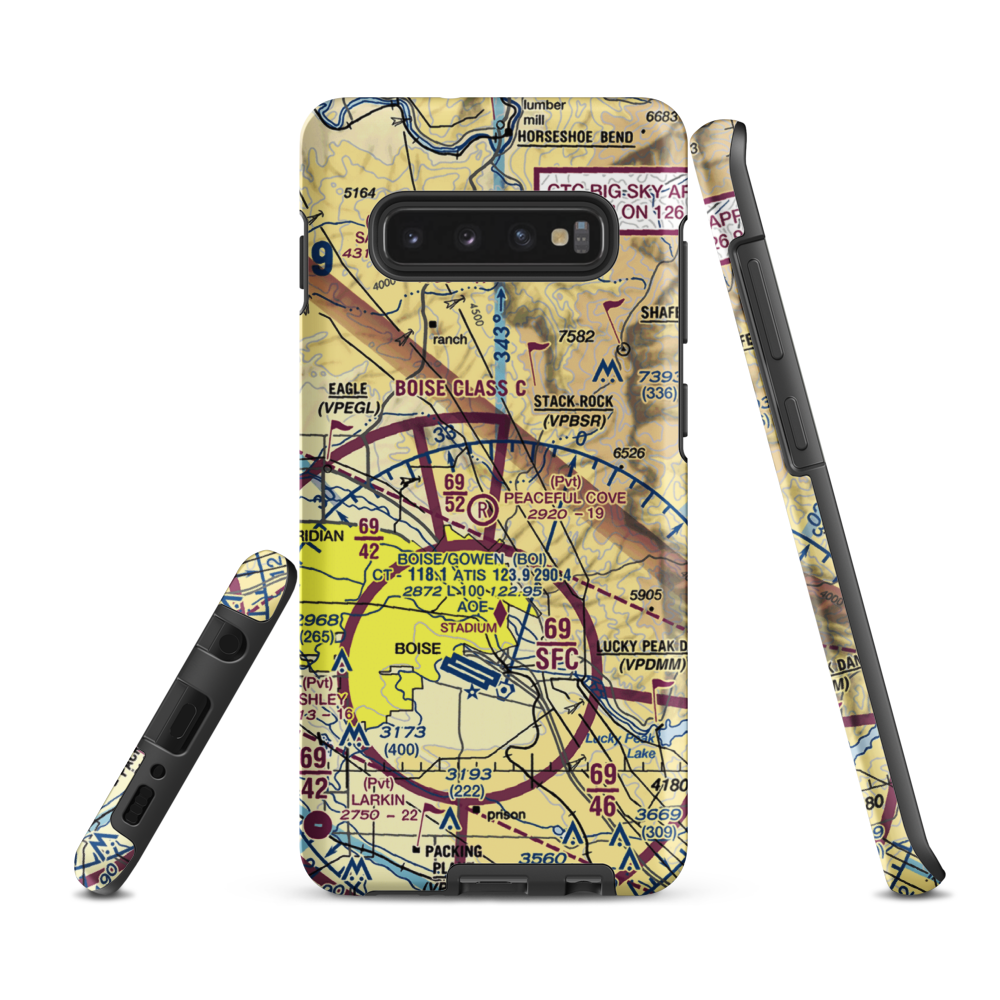 Peaceful Cove Airport (14ID) VFR Sectional Samsung Phone Case Samsung Galaxy S10e model shown