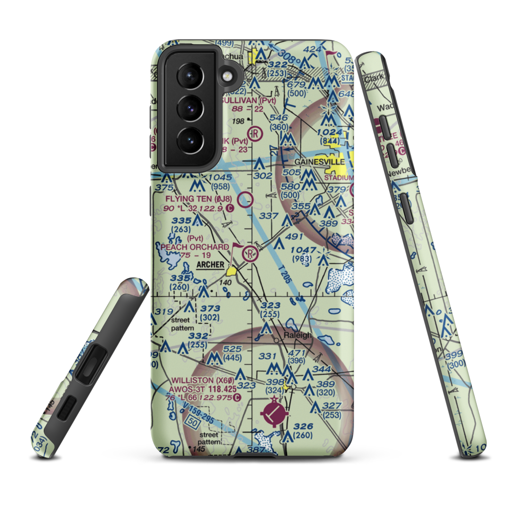Peach Orchard Airport (FL66) VFR Sectional Samsung Phone Case Samsung Galaxy S21 Plus model shown
