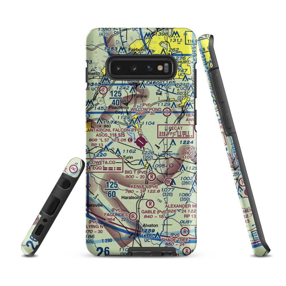 Peachtree City Falcon Field (FFC) VFR Sectional Samsung Phone Case Samsung Galaxy S10 Plus model shown