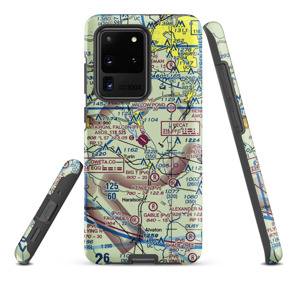 Peachtree City Falcon Field (FFC) VFR Sectional Samsung Phone Case Samsung Galaxy S20 Ultra model shown