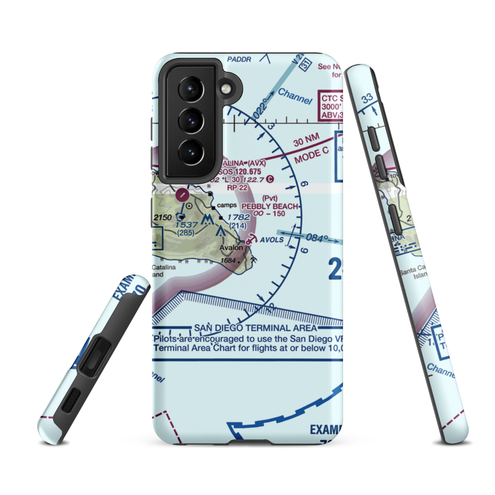 Pebbly Beach Seaplane Base (L11) VFR Sectional Samsung Phone Case Samsung Galaxy S21 FE model shown