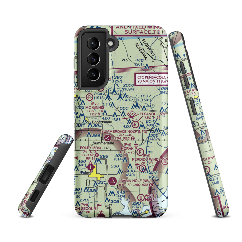 Pecan Ponds Farm Airport (AL84) VFR Sectional Samsung Phone Case Samsung Galaxy S21 FE model shown